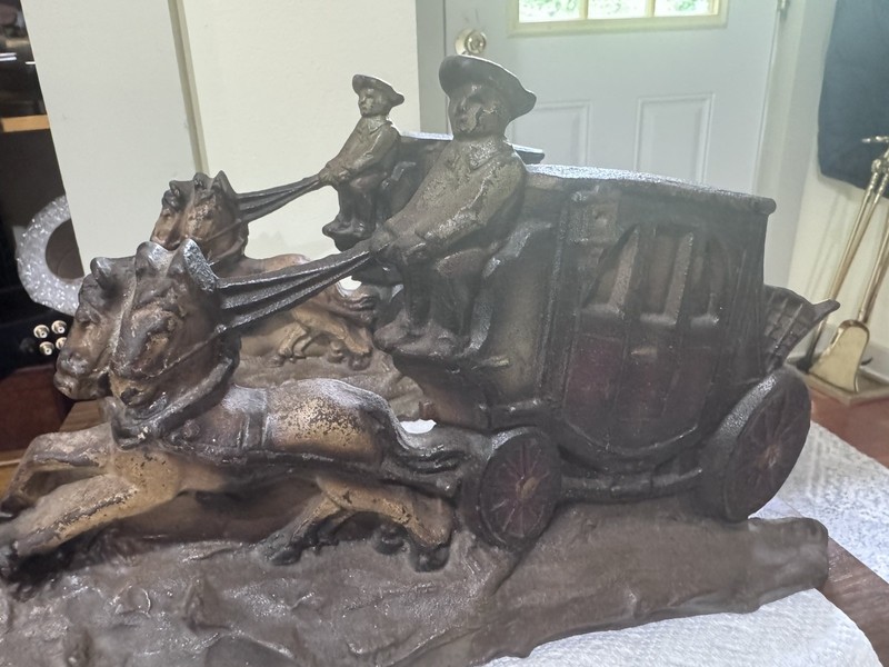 Cast Iron Horse Stage Coach Bookends Russian