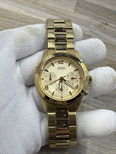 GUESS Womens Gold 100m Water Resistant Chronograph Watch U13578L1 Small Band