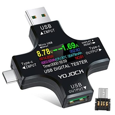  USB C Tester USB Power Meter 2 in 1 Digital Multimeter 3.6-32V 0-8.0A Voltage 