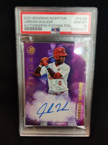 Jordan Walker 2021 Bowman Inception Fuchsia Auto  --PSA 10--