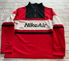 Nike Air Youth L Red Black White 1/4 Zip Pullover Sweatshirt Boys