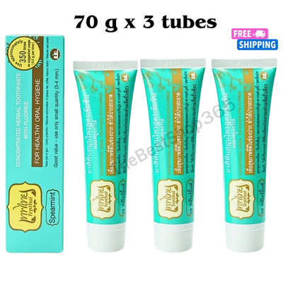 Thai Herbal Toothpaste Concentrated Spearmint with Fluoride 70g x3 Thepthai