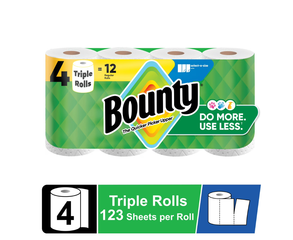 S Select-a-size 4 Triple Rolls 123 Sheets Each White Strong 