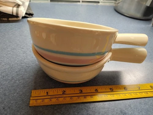 Vintage Pair McCoy Pottery (#874) Handled Soup, Casserole Made in USA 7050 EUC