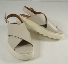 GEOX Spherica Respira Ivory Platform Crossover Leather Sandals Women's 10.5 New