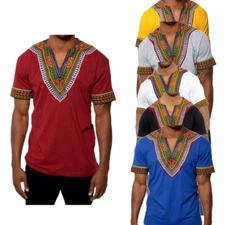 Mens African Dashiki Shirt Hippie Vintage Caftan Traditional Tribal Blouse Top