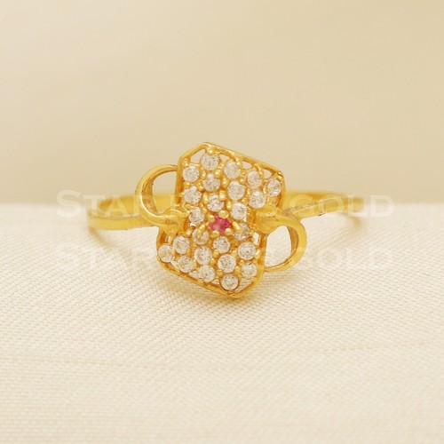 Gold Ring 18k Gold Ring for Women Wedding Jewelry Size 7.5 Handmade Design Ring