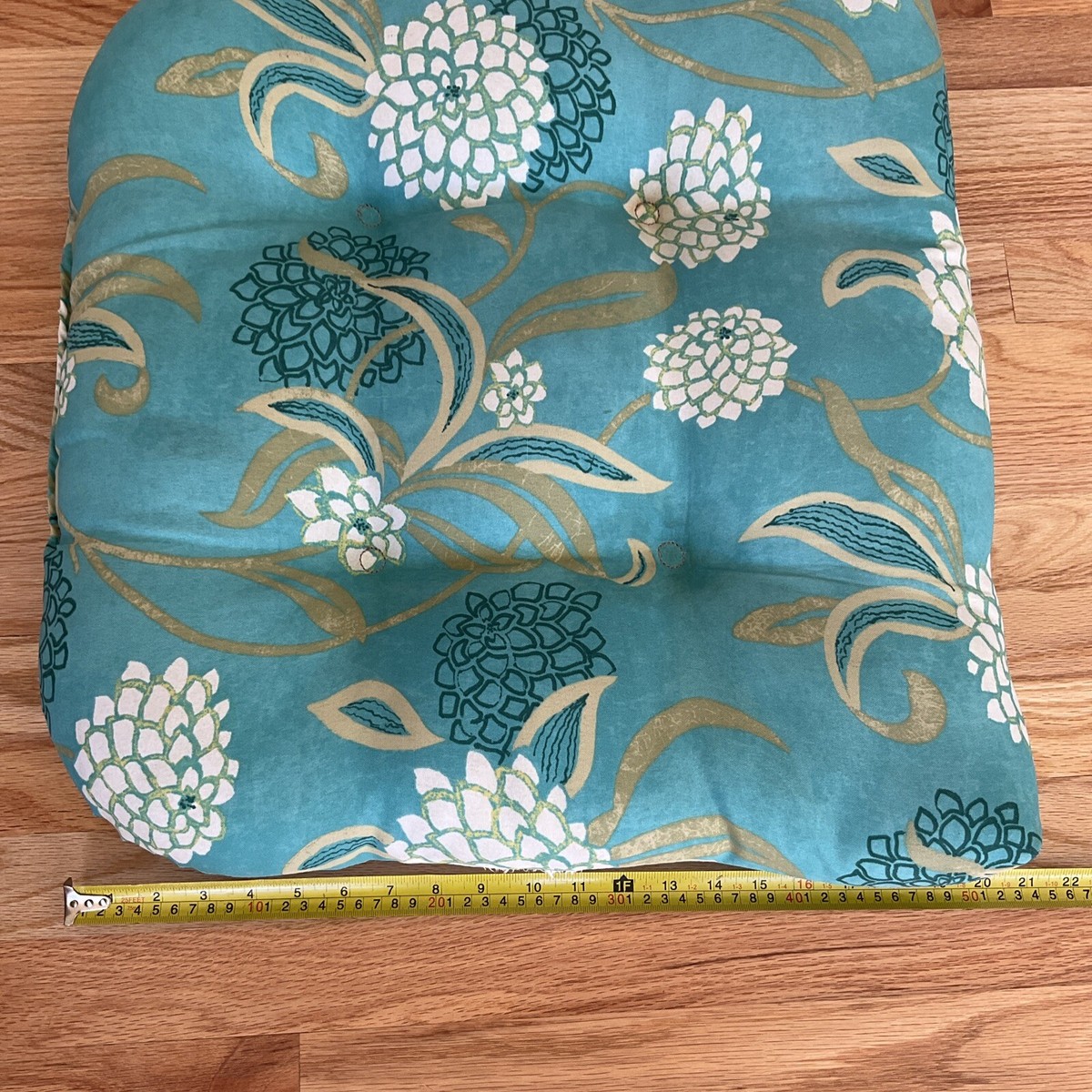 Wicker Chair Cushion Seat Floral Outdoor Rocker Pad Blue Green Vintage 90s  | eBay