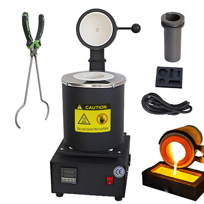 Electric Melting Furnace W/ 3KG Graphite Crucible Casting Refining Jewelry 110V