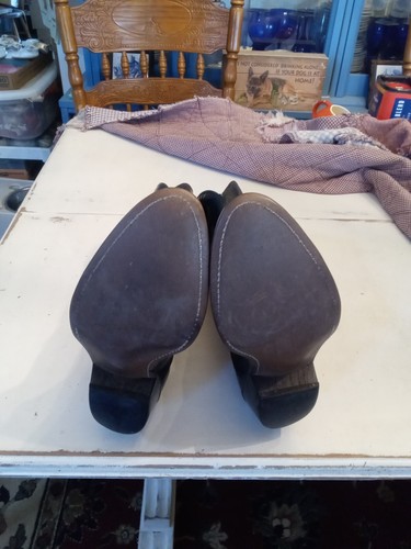 Laredo Herren Größe 8D Schwarz Leder Cowboystiefel 16746 Hergestellt in den USA Damen 10 Weite - Bild 9 von 9