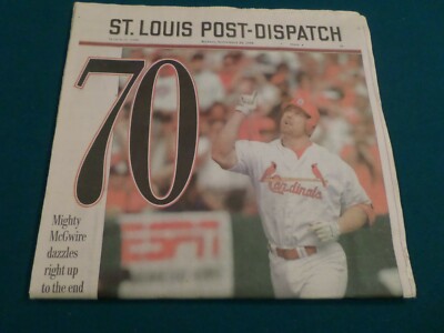 St. Louis Post-Dispatch Newspaper featuring Mark McGwire's 70th Home Run
