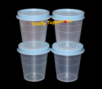 Tupperware Midgets Set of 4 Containers 2 oz. Tupper Minis Country Blue Vintage