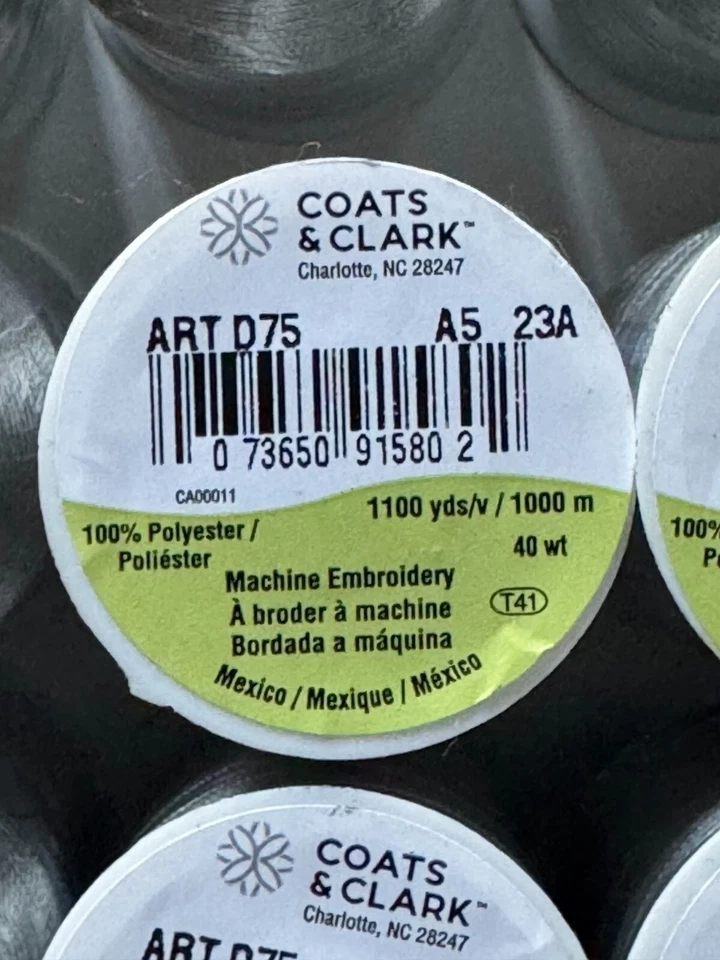 Lots 20 Coats & Clark Embroidery Thread 1100 yds. Silver D75 Polyester - Image 2 of 4