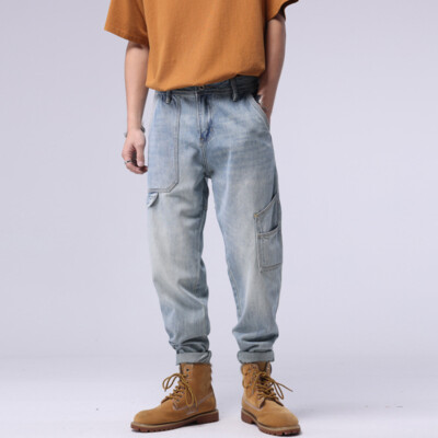 New Fashion Mens Denim Overalls Straight Pants Slim Skinny Jeans