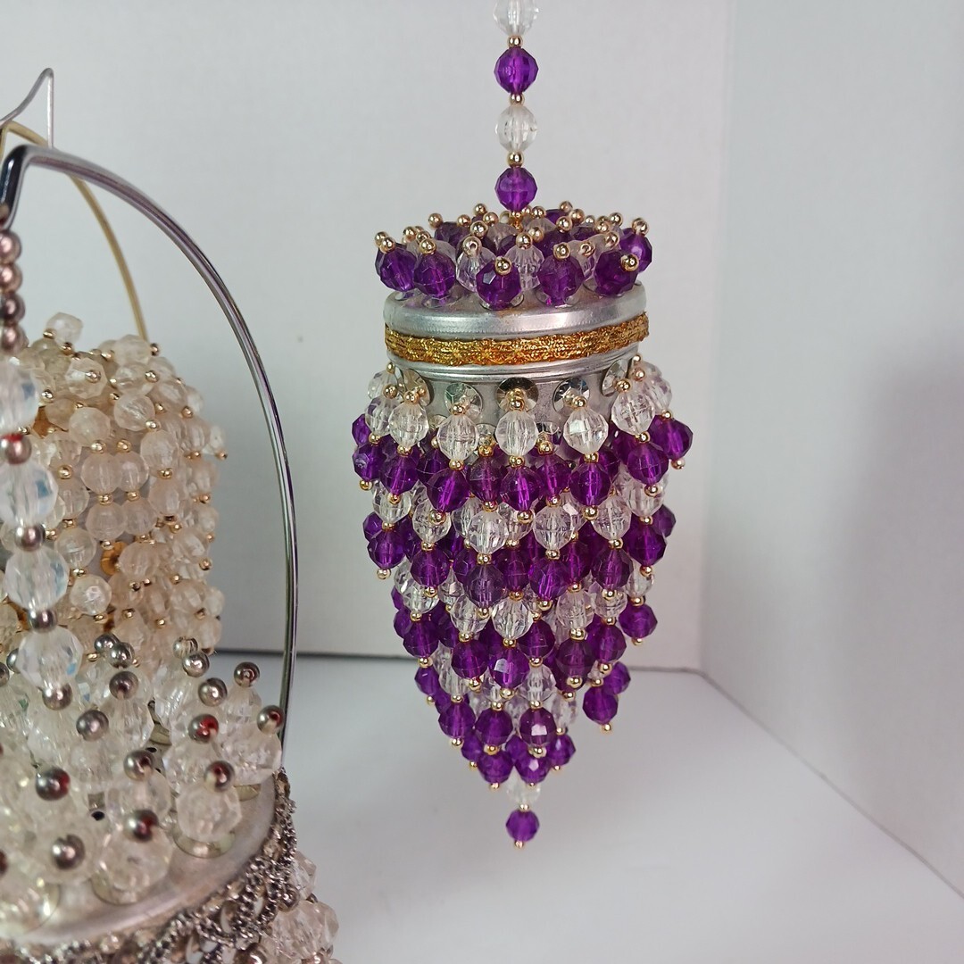 Lot of 5 TEA BALL ORNAMENTS Beaded Chandelier VINTAGE Christmas Potpourri Holder eBay