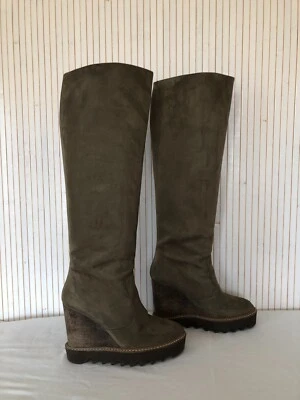 Bottes compensées Cuissardes Stella Mc Cartney daim Marron P.40 - Photo 1/4