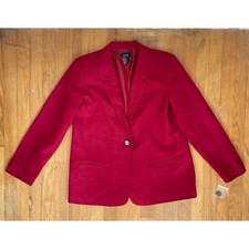 Vintage Red Wool Blend Blazer Womens Size Large 1990s Sport Coat Suit Jacket