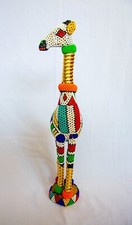 Multicolor Beaded Wooden Giraffe Statue