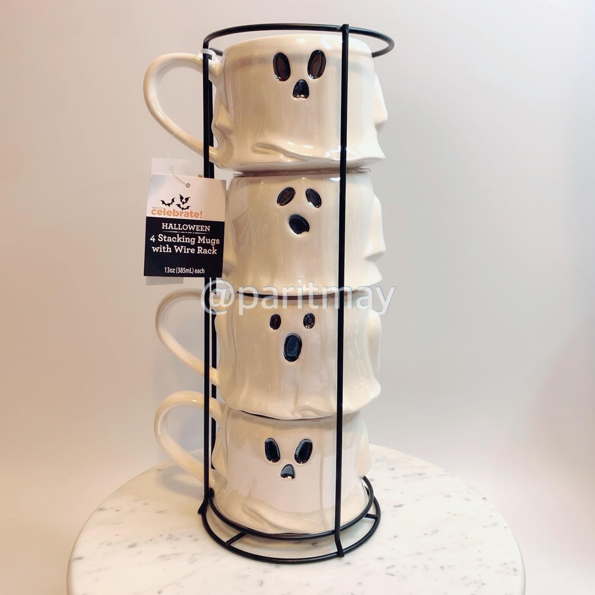 Halloween 2023 Stoneware Iridescent Ghost Stacking Mugs 13