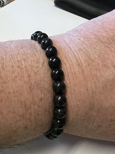 Handmade Natural Black Jade Bracelet Crystal Round 8MM Beads Healing Reiki mala - Picture 3 of 10