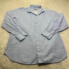 Canali Impeccabile Button Dress Shirt Blue Long Sleeve Italy Mens 44 - 17.5 XL