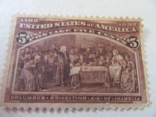 Sc#234 Columbus With Queen 5c Stamp MH OG] 1892 Issue  Auction #1