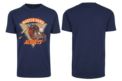 Mister Tee Herren T-Shirt Frontprint Hustle Hard Always Tee light navy Kurzarm X