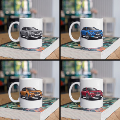 Personalisierte Peugeot e-2008 Active Premium + Tasse Geschenk Farbe wählbar - SCHNELLER VERSAND