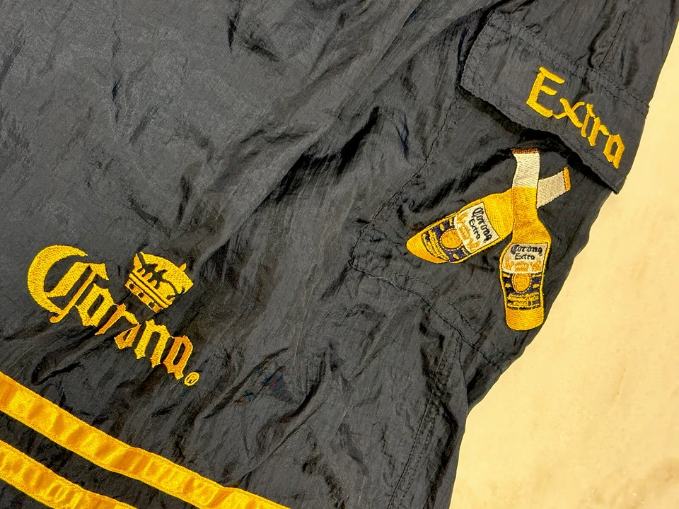 Vintage Corona Extra Men's Navy Blue Gold Striped Swim Trunks Size XL Beer - Image 4 of 4