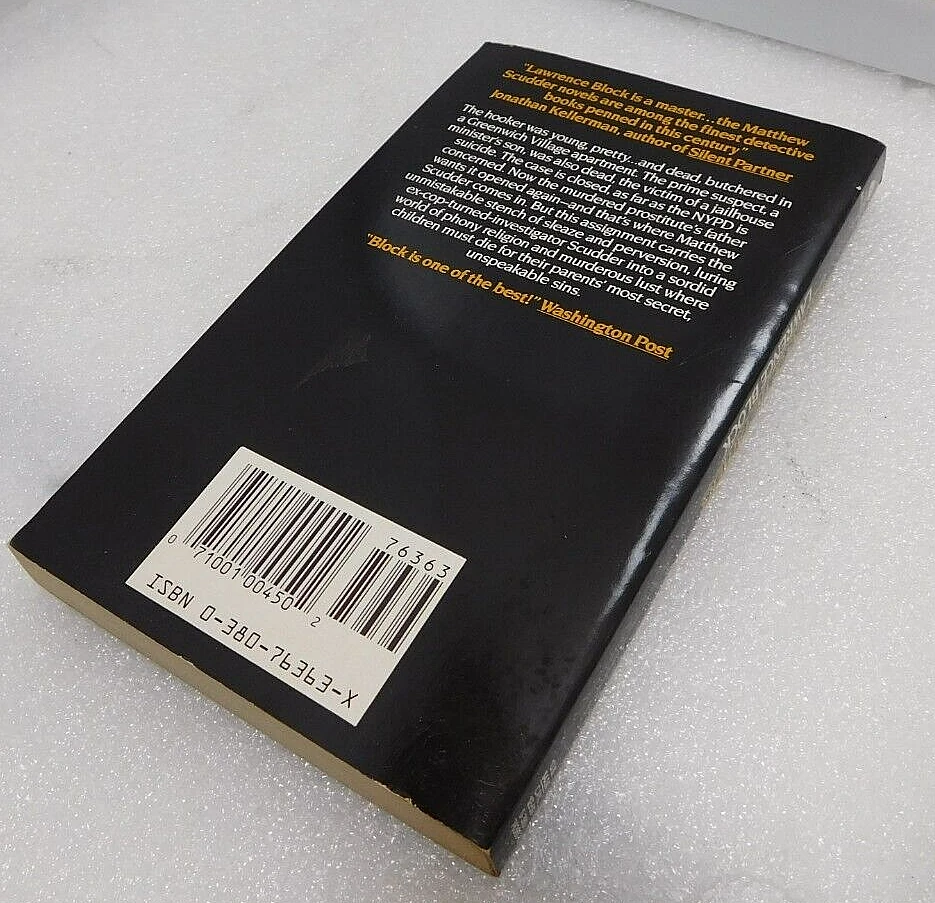 The Sins of the Fathers by Lawrence  Block (1991, Paperback) Signed Foto 2 de 4