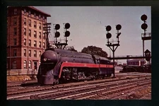 Train Railroad postcard State Roanoke Virginia sta  Norfolk Western #610 1954