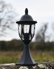 Maria Traditional Aluminium Black Pillar Light Outdoor Garden Bollard Lighting