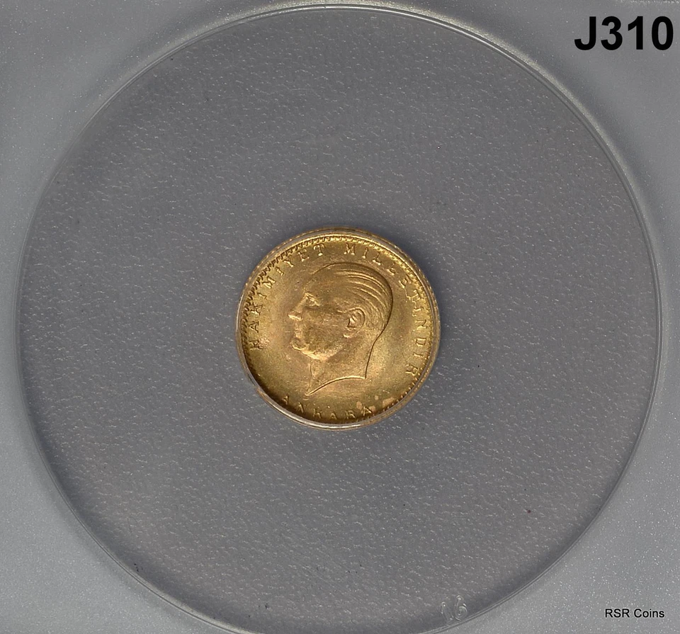 TURQUÍA 1923 25K AÑO 37 (AD 1960) CERTIFICADO ANACS MS63 #J310 Foto 2 de 3