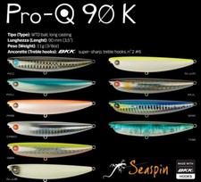 SEASPIN PRO Q 90 K ARTIFICIALE PESCA SPINNING WTD SPIGOLA ESCA POPPER PRO-Q BKK