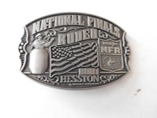 2021 HESSTON MONTANA SILVERSMITH NATIONAL FINALS RODEO BELT BUCKLE US FLAG