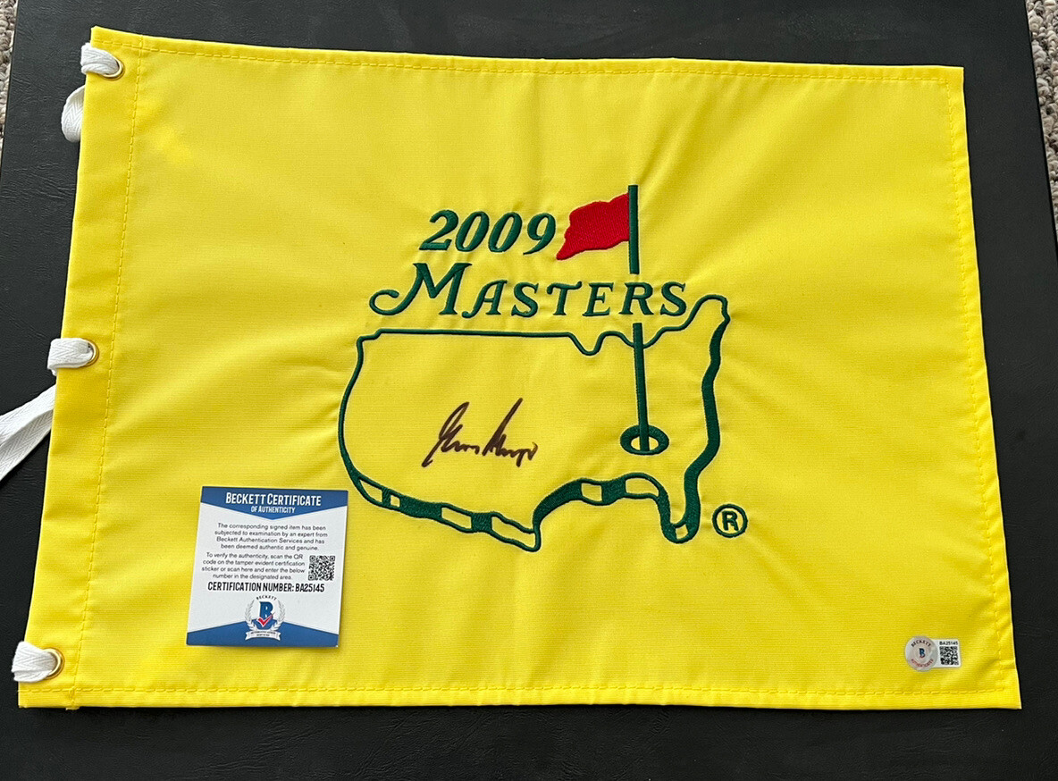 Gary Player Autographed Signed 2009 masters pin flag Beckett certified BAS 