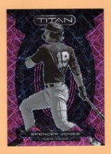 2023 Panini Chronicles TITAN PINK FOTL LASER Spencer Jones #/17 SP RC - YANKEES