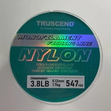 TRUSCEND Monofilament Nylon Fishing Line Transparent - 3.8LB - 1.36kg - 547 yds.