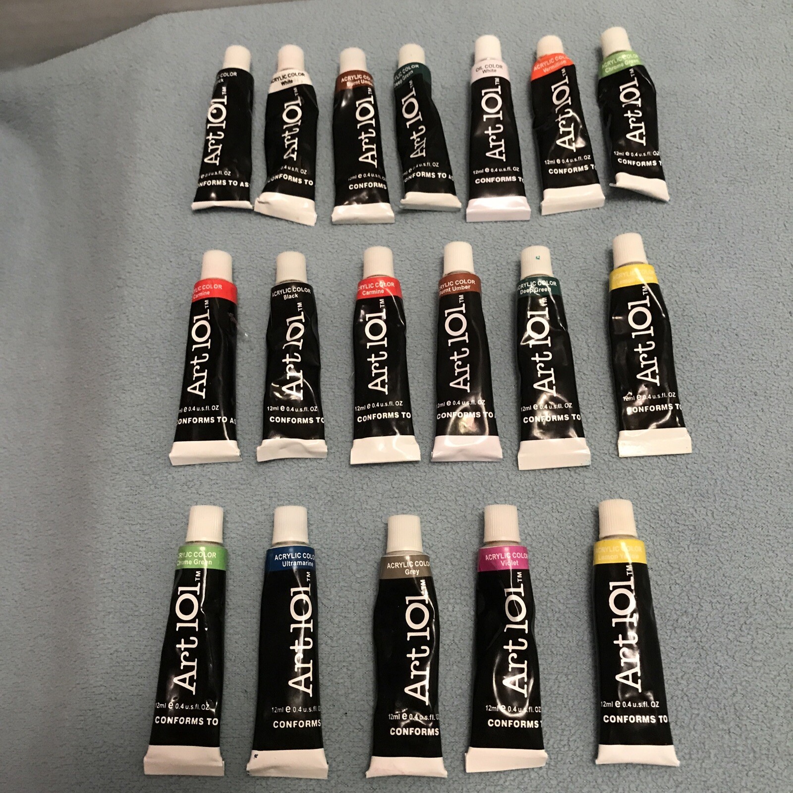 Art 101 Deluxe Artist Set Lot Acrylic, Oil & Water Paints 12ml. Read Details.