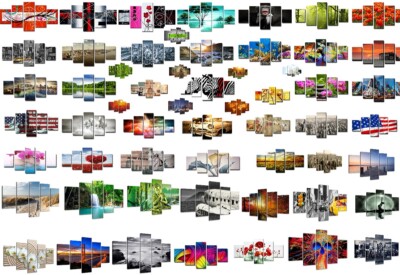 LEINWAND WANDBILDER VERSCHIEDENE BILDER MOTIVE 160 X 80 CM FÜNFTEILIG 1577 D1