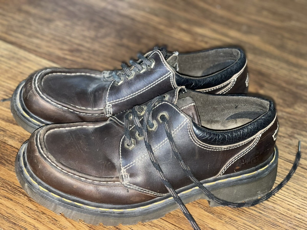 VTG Y2K Dr Martens 8A25 Chunky Lace Up Oxford Boots ENGLAND Brown
