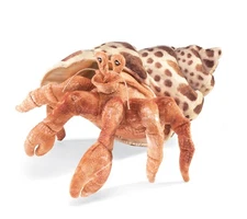 Folkmanis Hermit Crab Hand Puppet, Orange; Cream; Brown, 1 EA