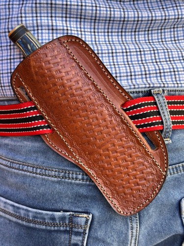 Funda de cuero para cuchillo de hoja fija hecha a mano personalizada - Imagen 2 de 3