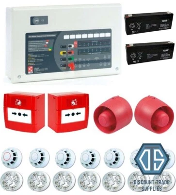 C-TEC 4 Zone Conventional Fire Alarm Kit 14 Detectors 4 Call Points 3 Sounders