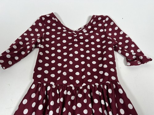 Dot Dot Smile Maroon White Polka Dots Ballerina Twirl Dress - Size 7 - Picture 2 of 8