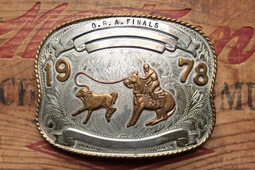 Vtg Comstock Sterling Silver Cowboy Horse Calf Roping Trophy Western ...