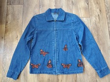 North Crest Denim Jacket With Butterflies Size Small New