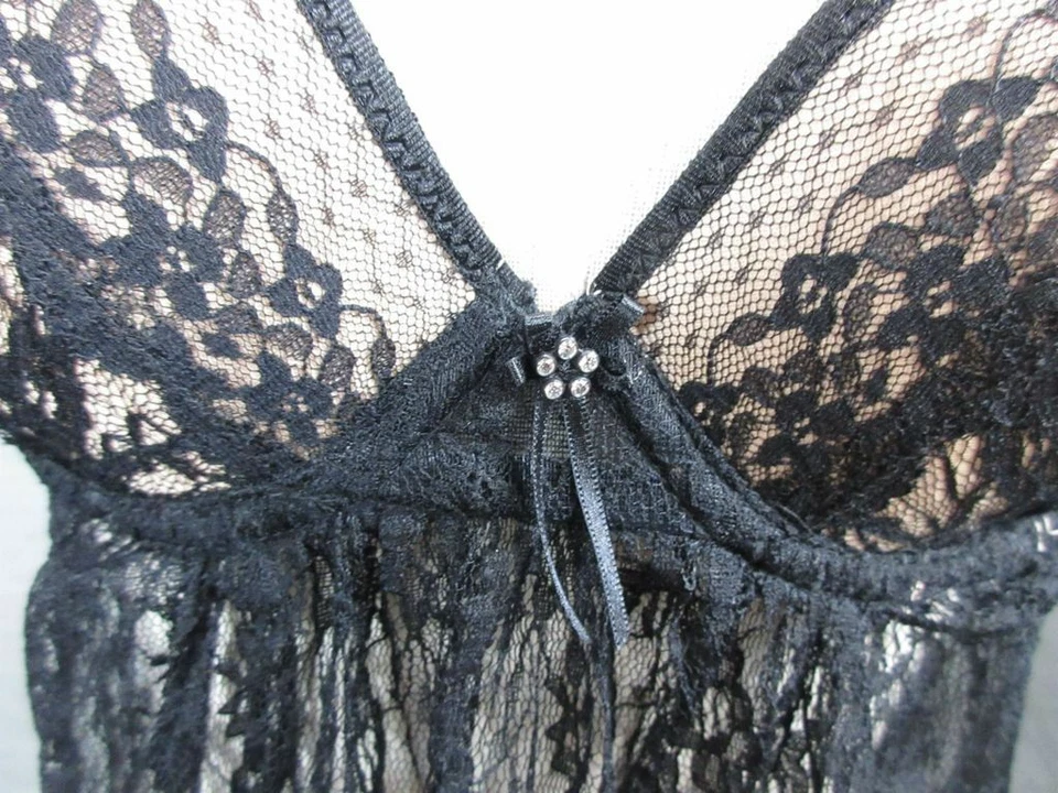 NUEVO CON ETIQUETAS EN BLOOM BY JONQUIL TALLA S MUJER NEGRO ENCAJE CON AROS BABYDOLL LENCERÍA 1P Foto 3 de 4