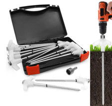 12-Pcs Tent Stakes Heavy Duty - 8" Ground Anchors Screw in Camping Stakes Spikes