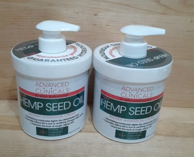 2 PAK: Advanced Clinicals HEMP SEED CREAM Rosehip Sativa Oil Vitamin E Calendula